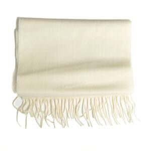 NWT FRATI Cream Fringe Throw Blanket Linen and Wool Made in Italy